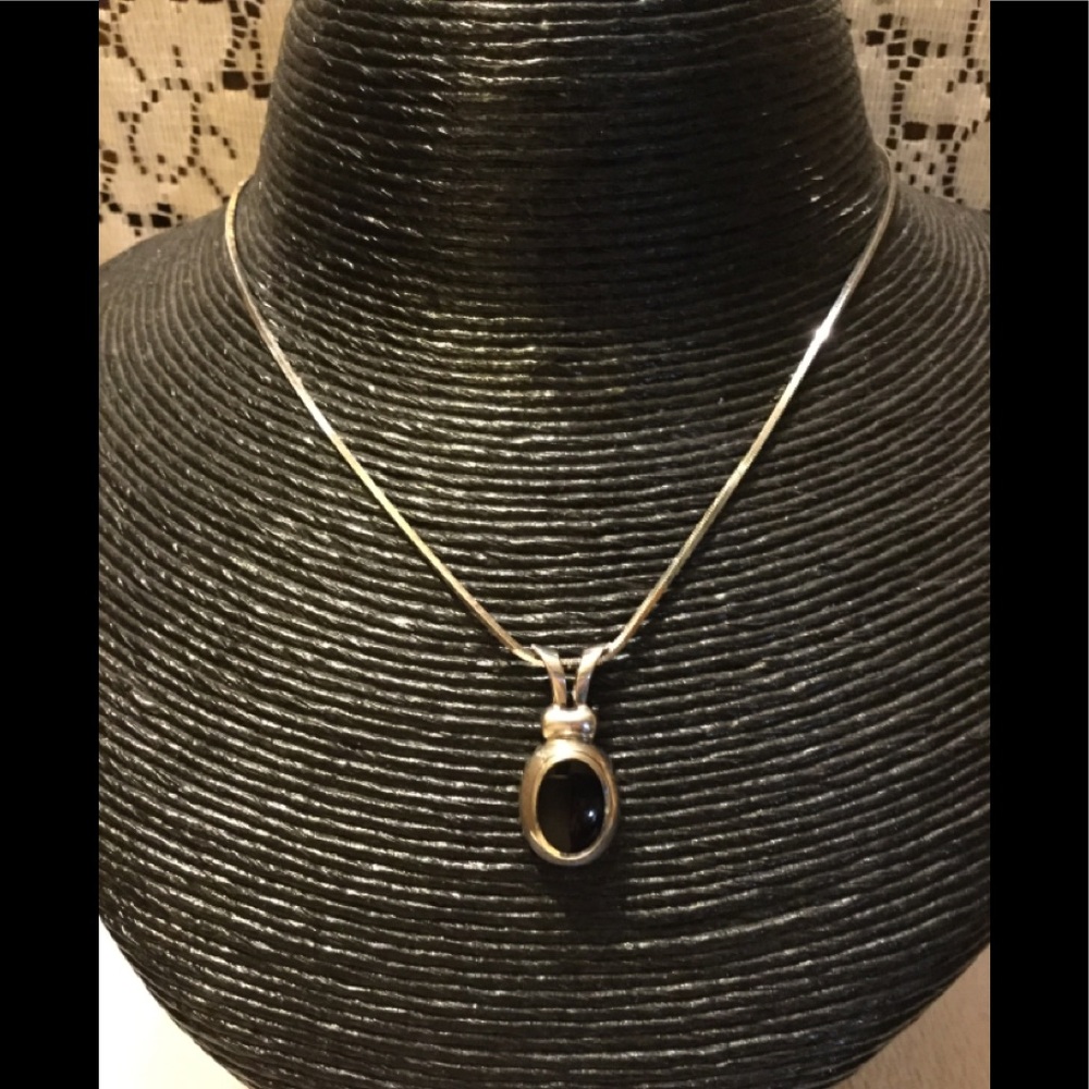 Boma 925 silver necklace and pendent with onyx